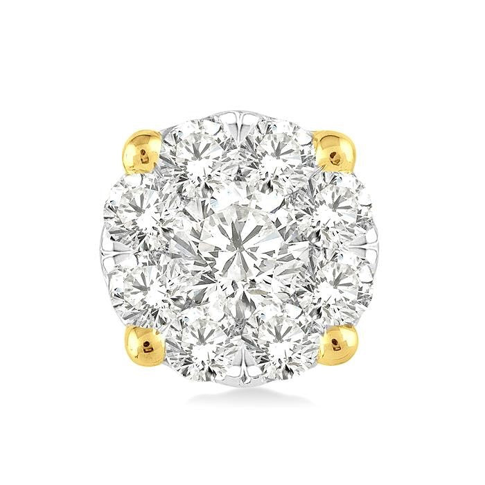 1/4 Ctw Shine Bright Round Cut Diamond Stud Earrings in 14K Yellow and White Gold
