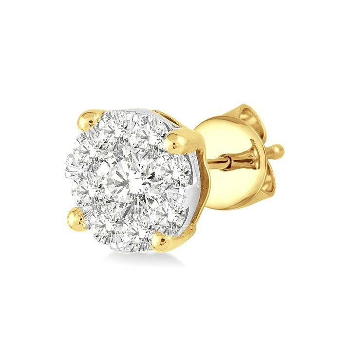 1/4 Ctw Shine Bright Round Cut Diamond Stud Earrings in 14K Yellow and White Gold