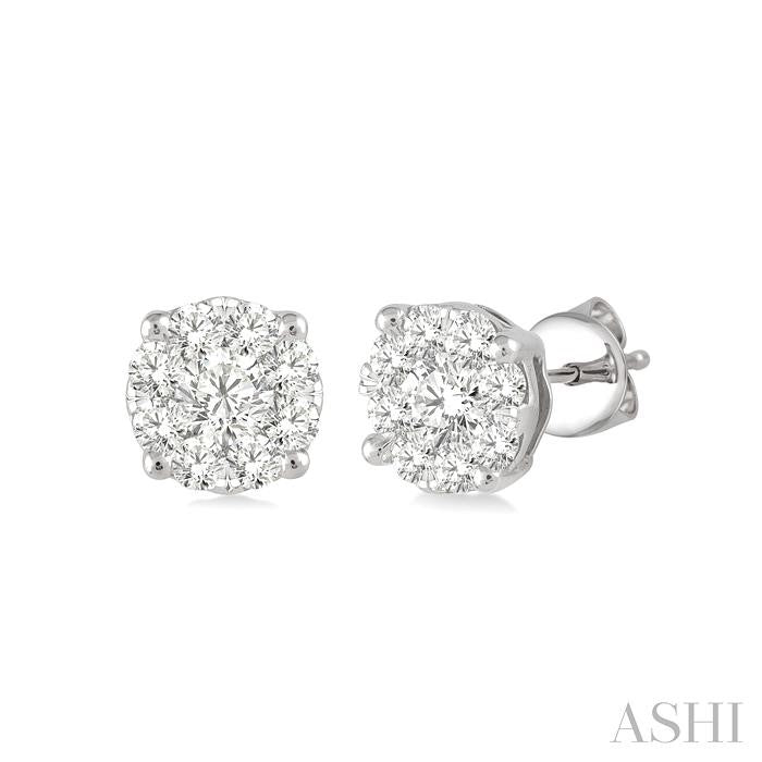 1/4 Ctw Shine Bright Round Cut Diamond Stud Earrings in 14K White Gold