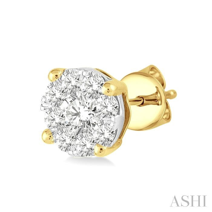 1/4 Ctw Shine Bright Round Cut Diamond Stud Earrings in 14K Yellow and white Gold