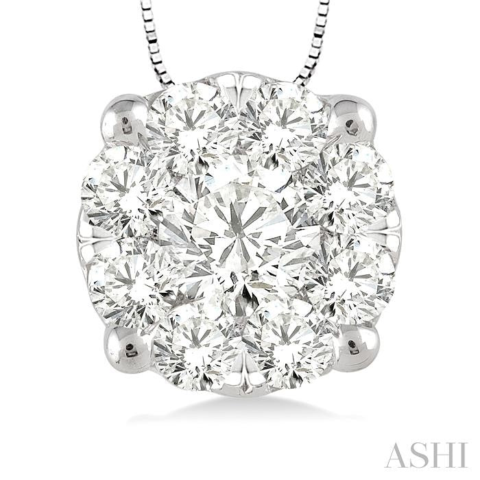 1/4 Ctw Shine Bright Round Cut Diamond Pendant in 14K White Gold with Chain