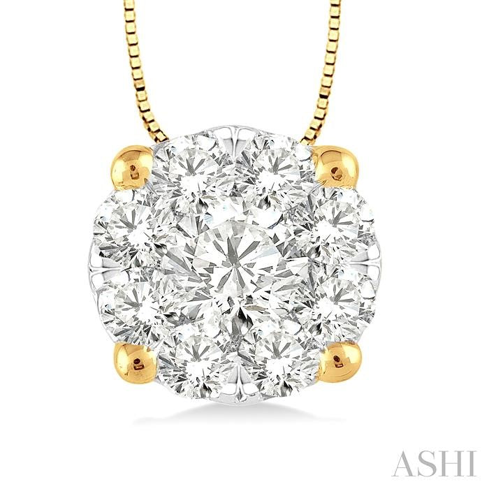 1/4 Ctw Shine Bright Round Cut Diamond Pendant in 14K Yellow and White Gold with Chain
