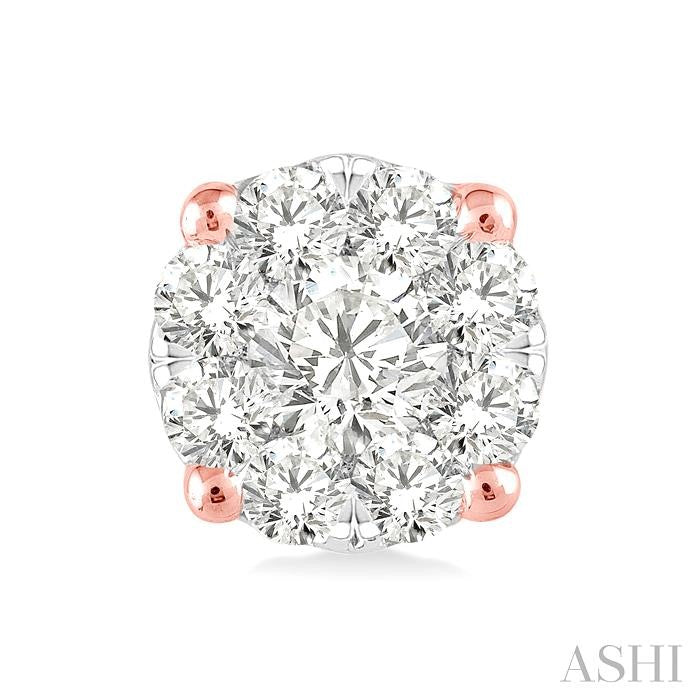 1/4 Ctw Shine Bright Round Cut Diamond Stud Earrings in 14K Rose and White Gold