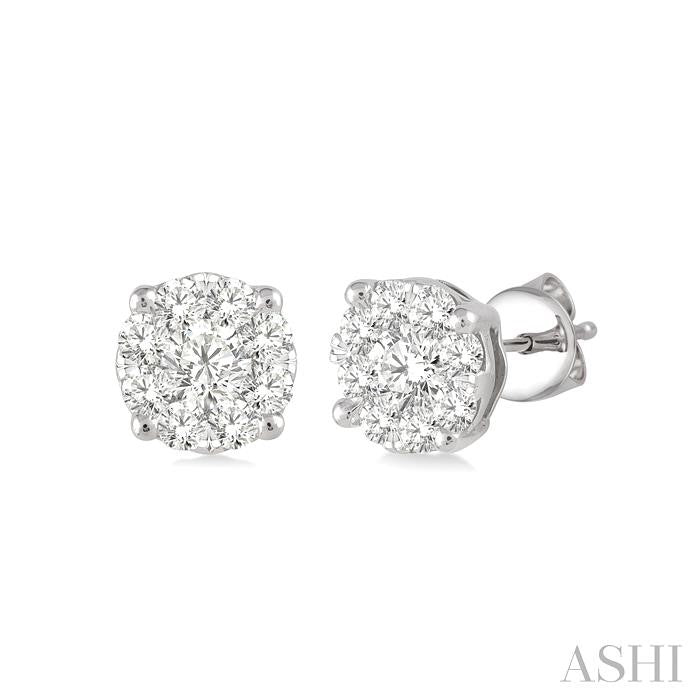1/4 Ctw Shine Bright Round Cut Diamond Stud Earrings in 14K White Gold