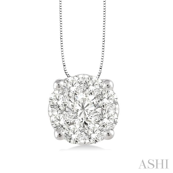 1/4 Ctw Shine Bright Round Cut Diamond Pendant in 14K White Gold with Chain