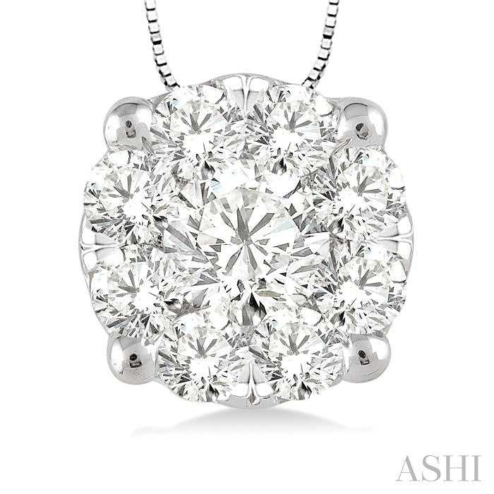 1/4 Ctw Shine Bright Round Cut Diamond Pendant in 14K White Gold with Chain