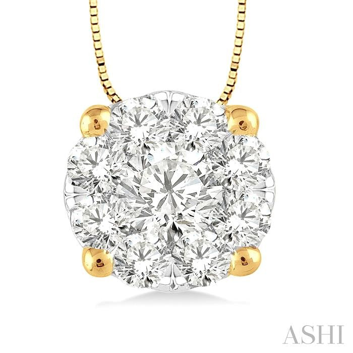 1/4 Ctw Shine Bright Round Cut Diamond Pendant in 14K Yellow and White Gold with Chain