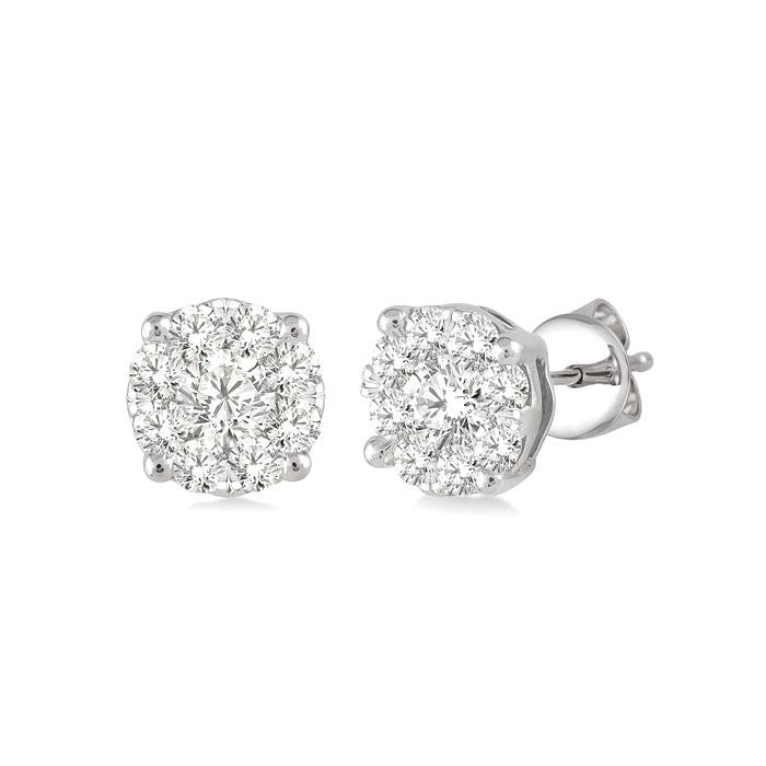 1/6 Ctw Shine Bright Round Cut Diamond Stud Earrings in 14K White Gold