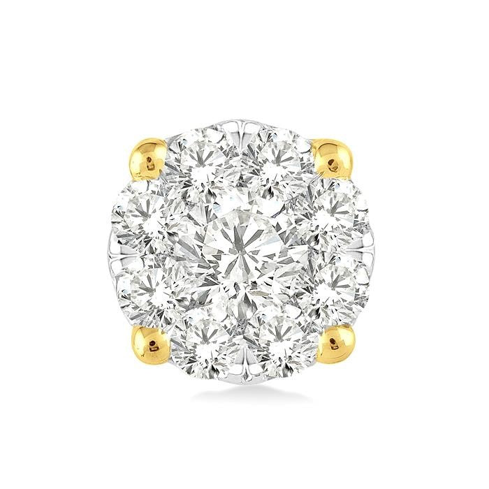 1/6 Ctw Shine Bright Round Cut Diamond Stud Earrings in 14K Yellow and white Gold