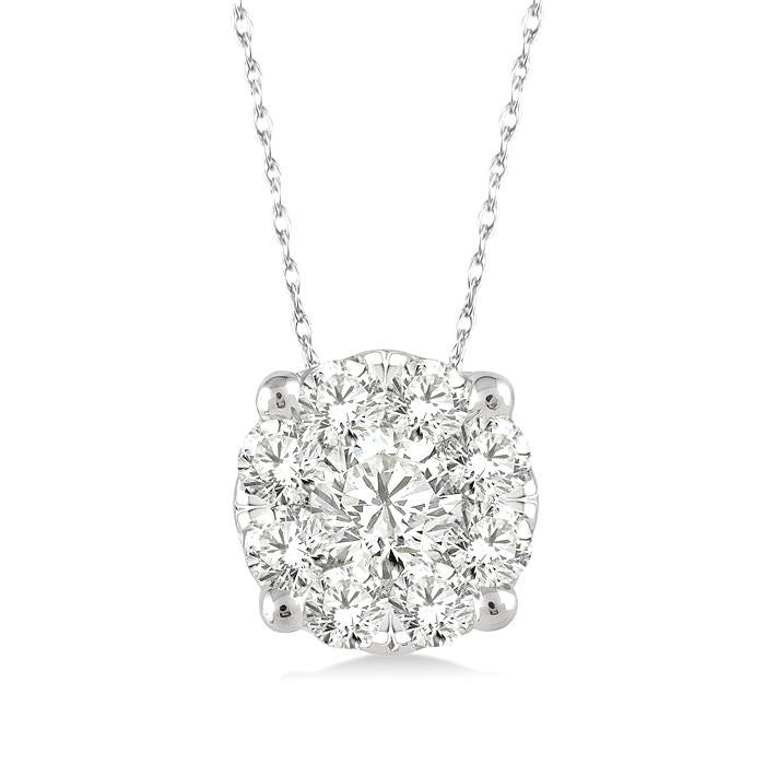 1/8 Ctw Shine Bright Round Cut Diamond Pendant in 14K White Gold with Chain