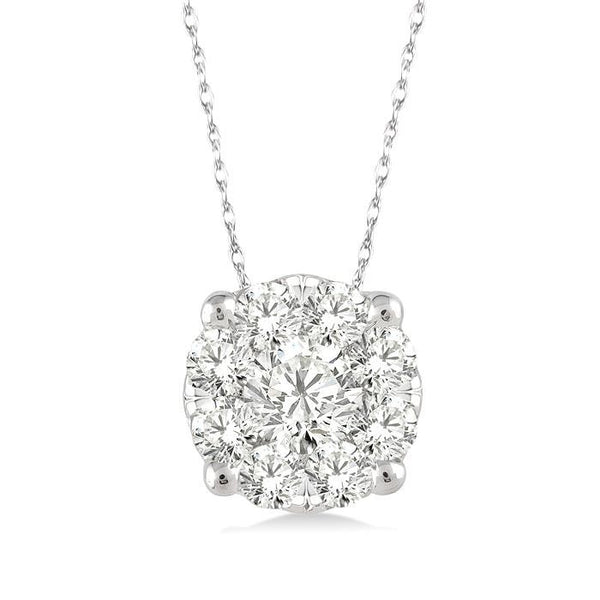 1/8 Ctw Shine Bright Round Cut Diamond Pendant in 14K White Gold with Chain