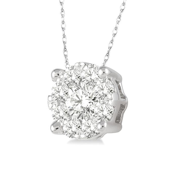 1/8 Ctw Shine Bright Round Cut Diamond Pendant in 14K White Gold with Chain
