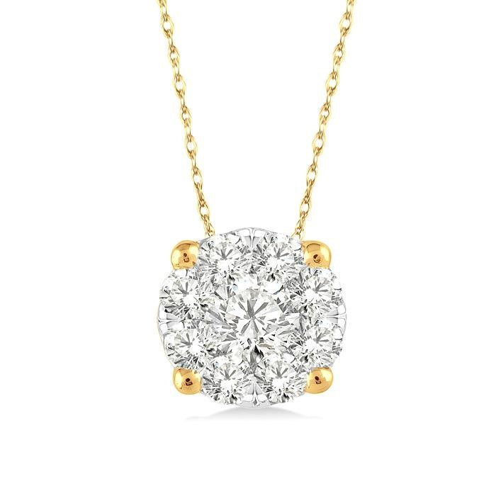 1/8 Ctw Shine Bright Round Cut Diamond Pendant in 14K Yellow and White Gold with Chain
