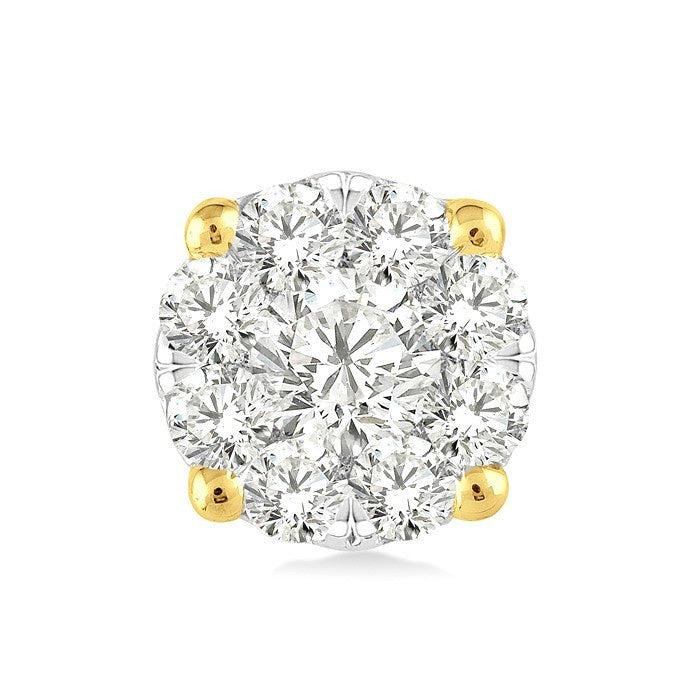 1/6 Ctw Round Cut Diamond Shine Bright Stud Earrings in 14K Yellow and White Gold