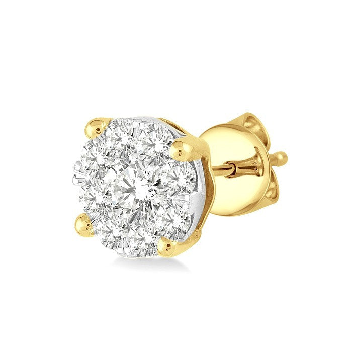 1/6 Ctw Round Cut Diamond Shine Bright Stud Earrings in 14K Yellow and White Gold