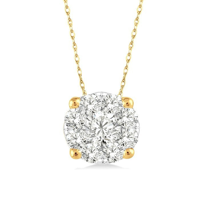 1/8 Ctw Round Cut Diamond Shine Bright Pendant in 14K Yellow and White Gold with Chain