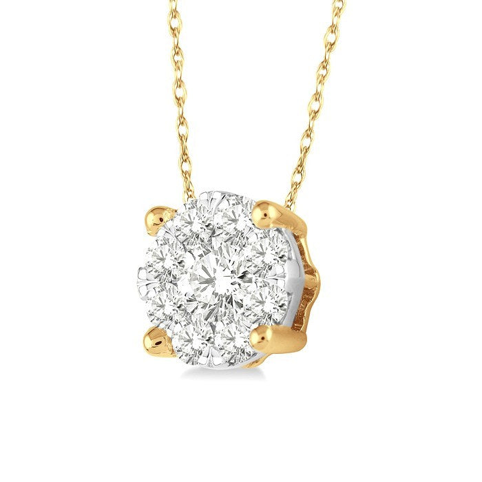 1/8 Ctw Round Cut Diamond Shine Bright Pendant in 14K Yellow and White Gold with Chain