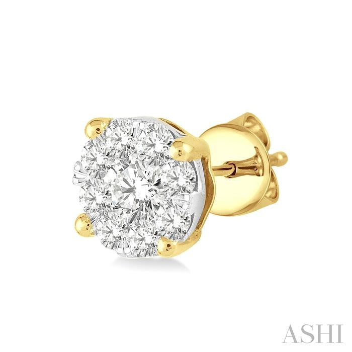 1/6 Ctw Shine Bright Round Cut Diamond Stud Earrings in 14K Yellow and white Gold
