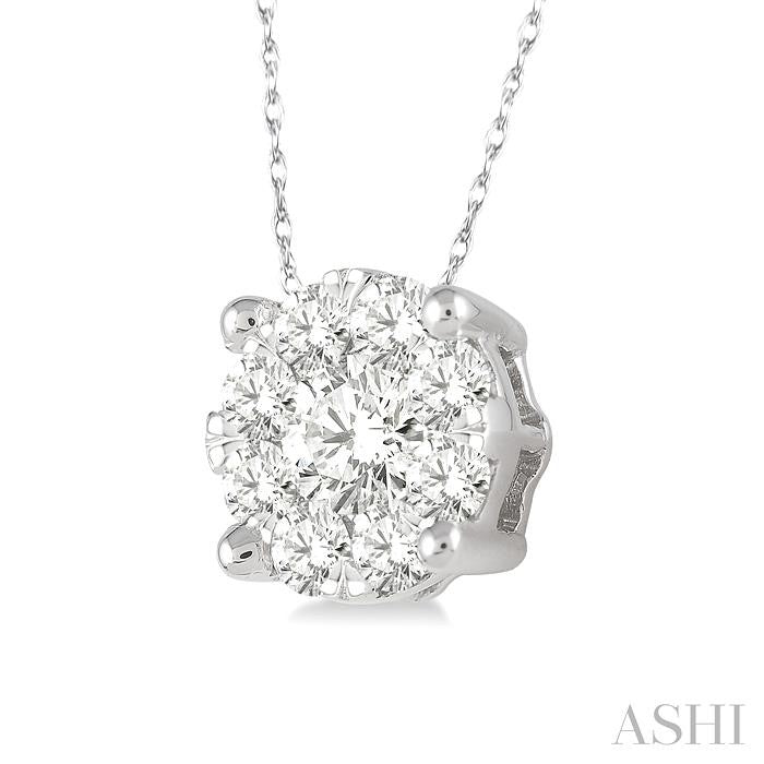 1/8 Ctw Shine Bright Round Cut Diamond Pendant in 14K White Gold with Chain