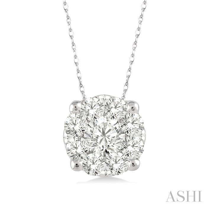 1/8 Ctw Shine Bright Round Cut Diamond Pendant in 14K White Gold with Chain