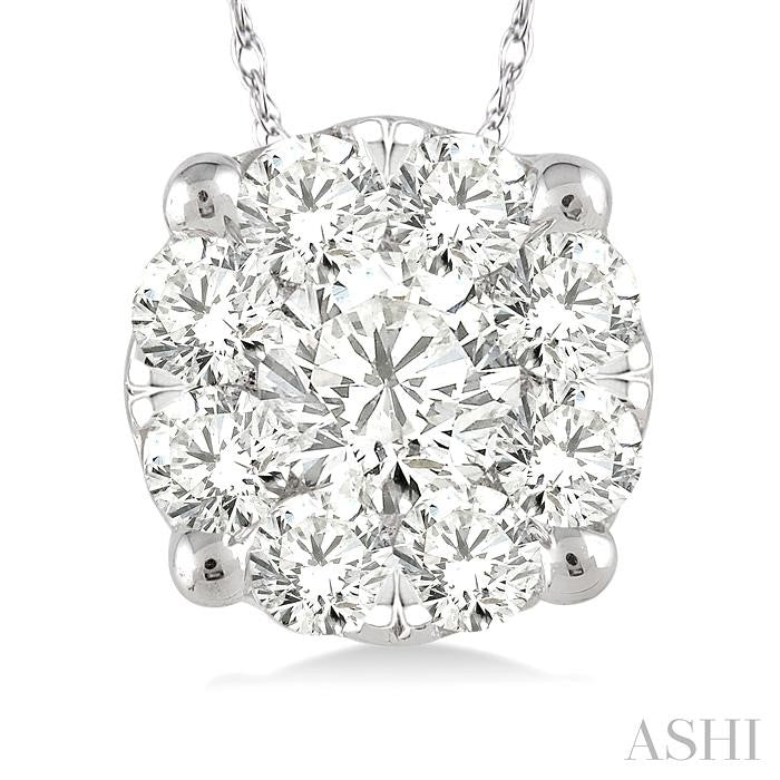 1/8 Ctw Shine Bright Round Cut Diamond Pendant in 14K White Gold with Chain