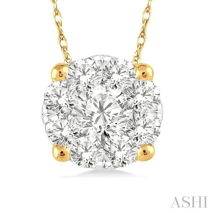 1/8 Ctw Shine Bright Round Cut Diamond Pendant in 14K Yellow and White Gold with Chain