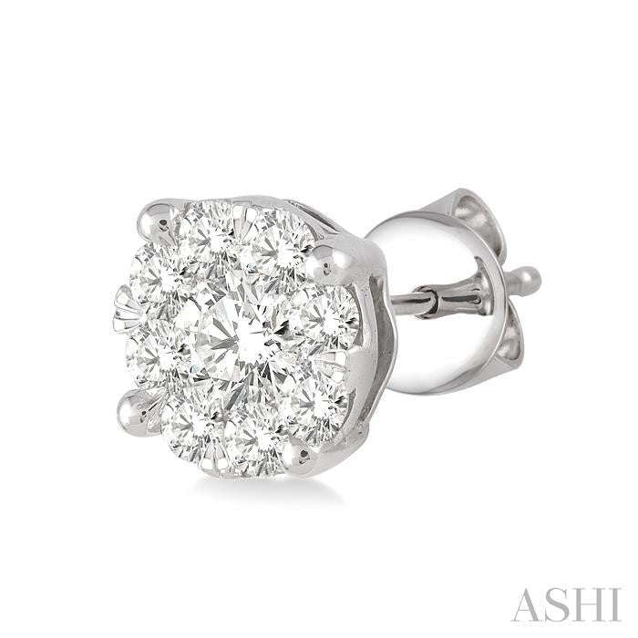 1/6 Ctw Shine Bright Round Cut Diamond Stud Earrings in 14K White Gold