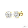 1/6 Ctw Round Cut Diamond Lovebright Stud Earrings in 14K Yellow and White Gold