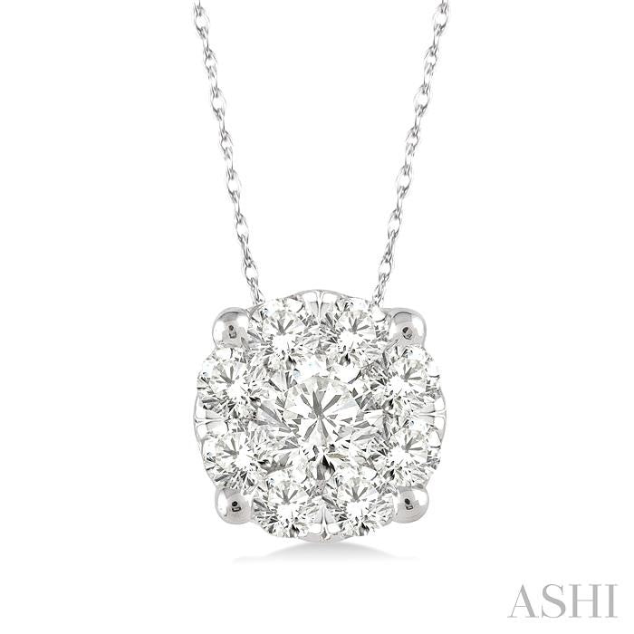 1/8 Ctw Shine Bright Round Cut Diamond Pendant in 14K White Gold with Chain