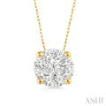 1/8 Ctw Round Cut Diamond Lovebright Pendant in 14K Yellow and White Gold with Chain