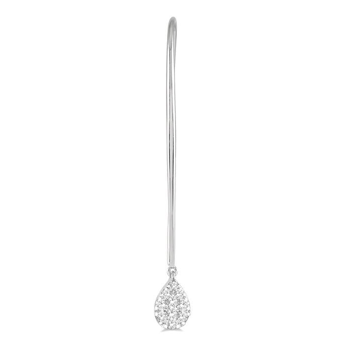 1/2 Ctw Pear Shape Dangler Shine Bright Round Cut Diamond Earrings in 14K White Gold