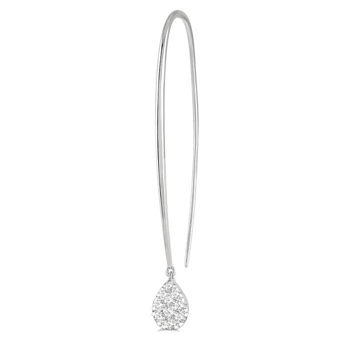 1/2 Ctw Pear Shape Dangler Shine Bright Round Cut Diamond Earrings in 14K White Gold