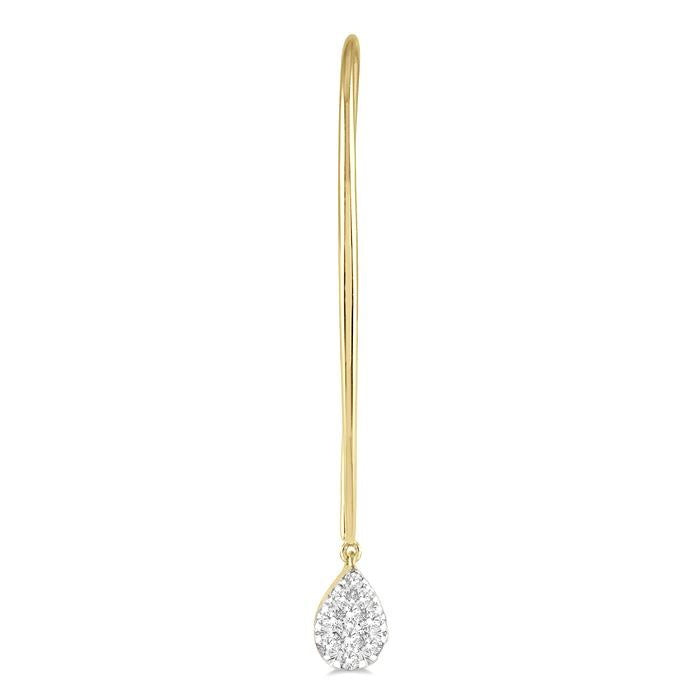 1/2 Ctw Pear Shape Dangler Shine Bright Round Cut Diamond Earrings in 14K Yellow and White Gold