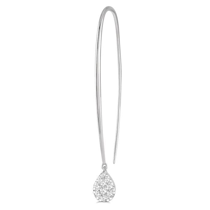 1/2 Ctw Pear Shape Dangler Shine Bright Round Cut Diamond Earrings in 14K White Gold