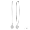 1/2 Ctw Pear Shape Dangler Lovebright Round Cut Diamond Earrings in 14K White Gold