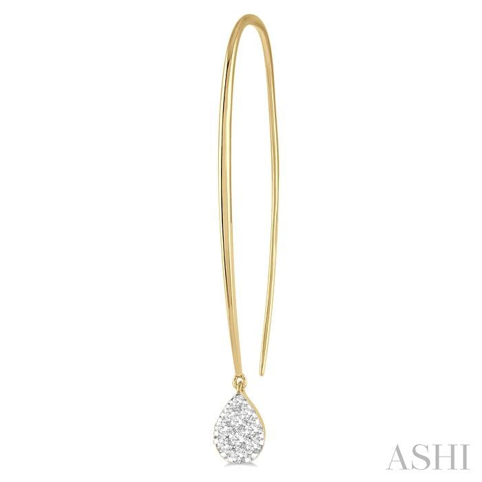 1/2 Ctw Pear Shape Dangler Shine Bright Round Cut Diamond Earrings in 14K Yellow and White Gold