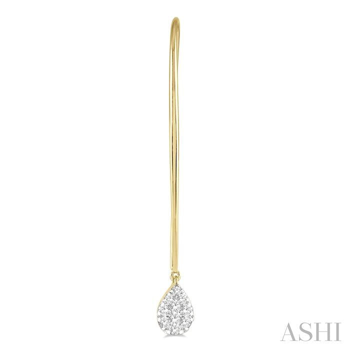 1/2 Ctw Pear Shape Dangler Shine Bright Round Cut Diamond Earrings in 14K Yellow and White Gold