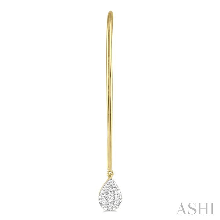 1/3 Ctw Pear Shape Dangler Shine Bright Round Cut Diamond Earrings in 14K Yellow and White Gold