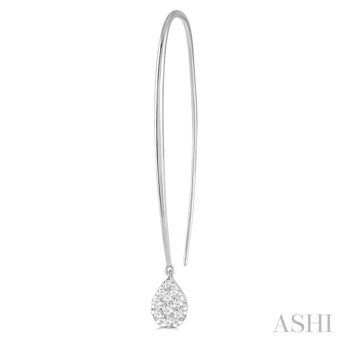 1/3 Ctw Pear Shape Dangler Shine Bright Round Cut Diamond Earrings in 14K White Gold