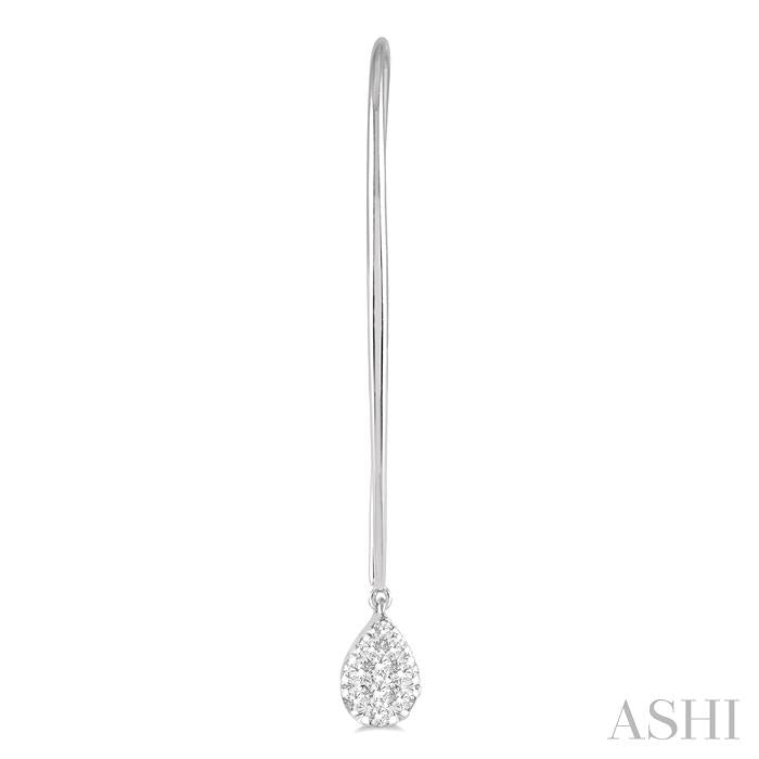 1/3 Ctw Pear Shape Dangler Shine Bright Round Cut Diamond Earrings in 14K White Gold