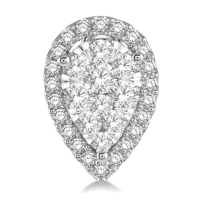 1 Ctw Pear Shape Shine Bright Diamond Stud Earrings in 14K White Gold