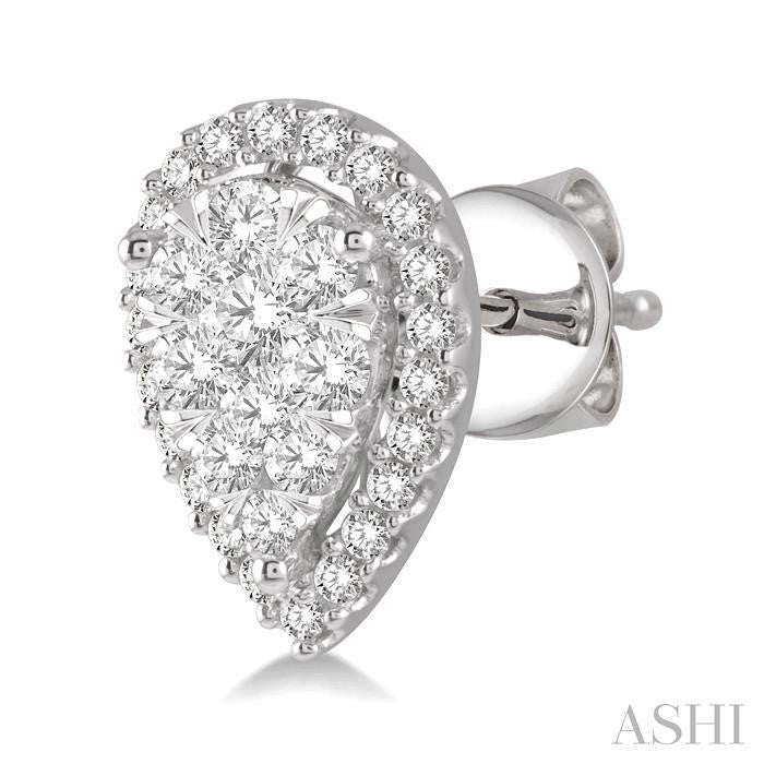 1 Ctw Pear Shape Shine Bright Diamond Stud Earrings in 14K White Gold