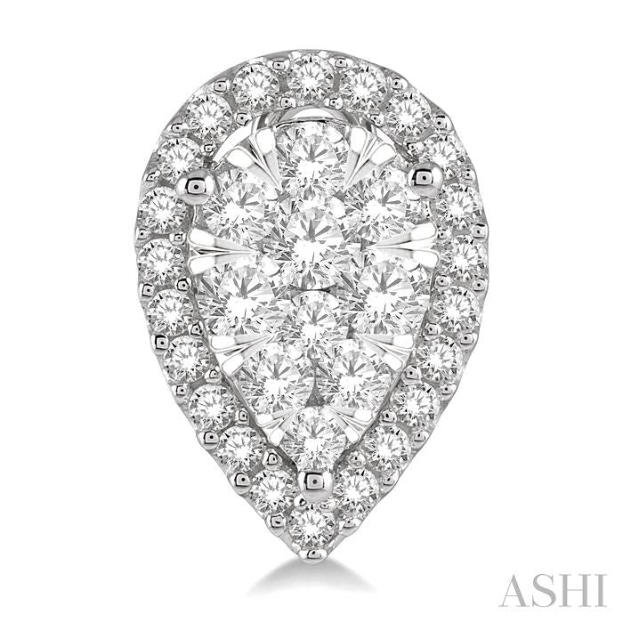 1 Ctw Pear Shape Shine Bright Diamond Stud Earrings in 14K White Gold