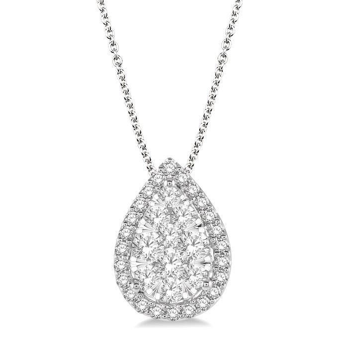 Xenia Pear Shape Halo Shine Bright Essential Diamond Pendant