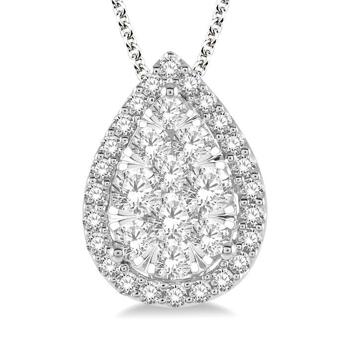 Xenia Pear Shape Halo Shine Bright Essential Diamond Pendant