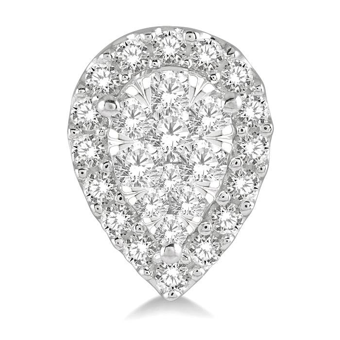 1/2 Ctw Pear Shape Shine Bright Diamond Stud Earrings in 14K White Gold