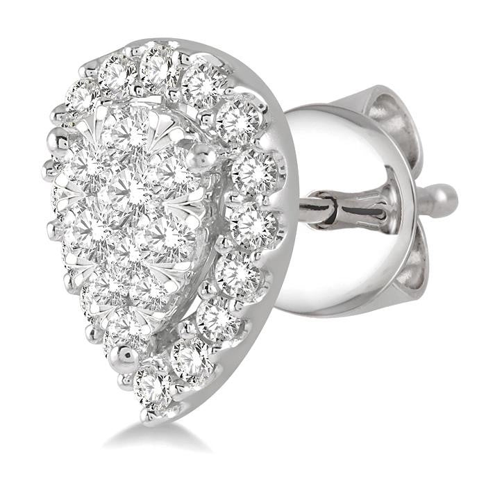 1/2 Ctw Pear Shape Shine Bright Diamond Stud Earrings in 14K White Gold