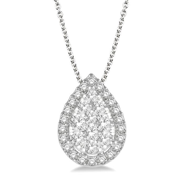 Orchid Xanthe Pear Shape Halo Shine Bright Essential Diamond Pendant