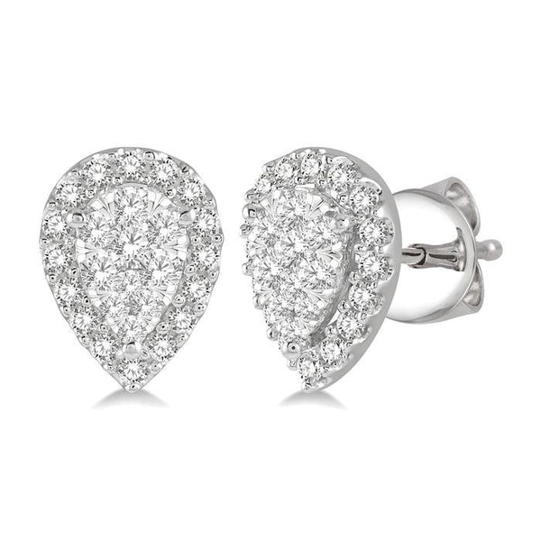 1/2 Ctw Pear Shape Shine Bright Diamond Stud Earrings in 14K White Gold