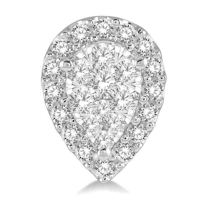 1/2 Ctw Pear Shape Shine Bright Diamond Stud Earrings in 14K White Gold
